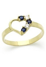 remarkable tiny blue & white CZ heart gold ring for babies